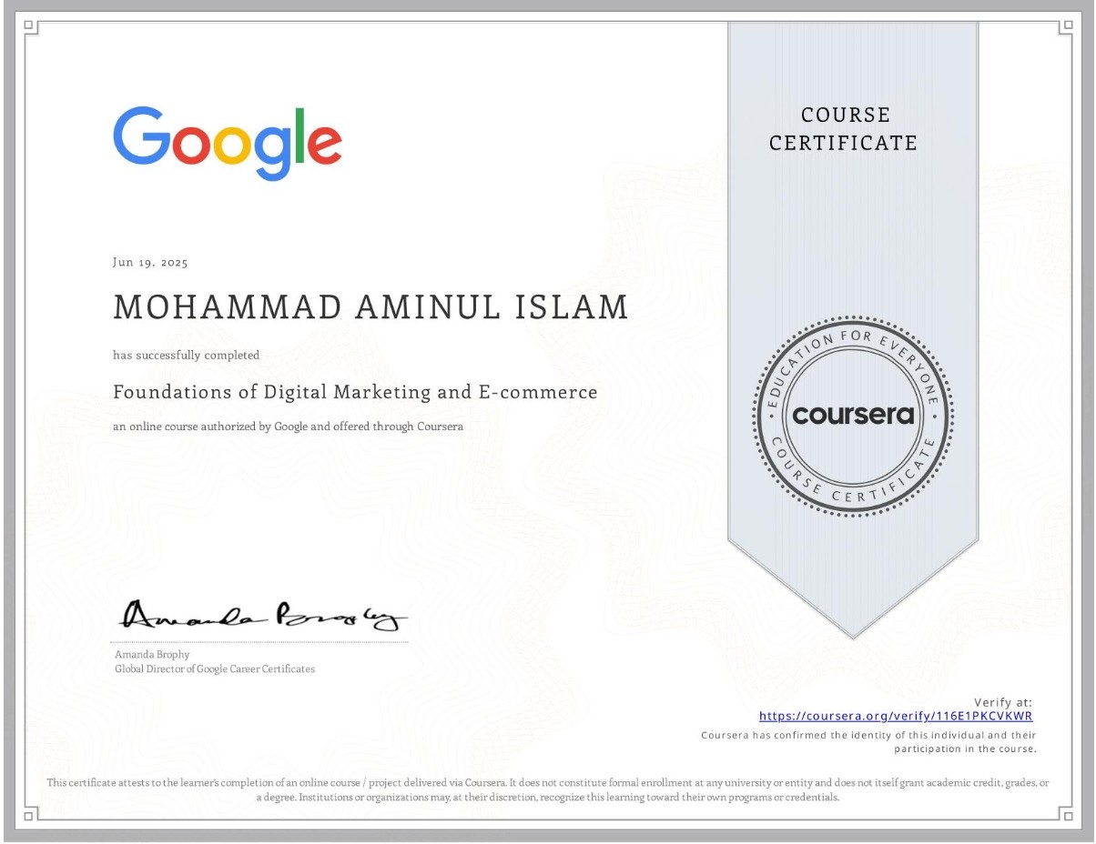 Google Digital Marketing & E-commerce Certificate Foundations of Digital Marketing and E-commerce