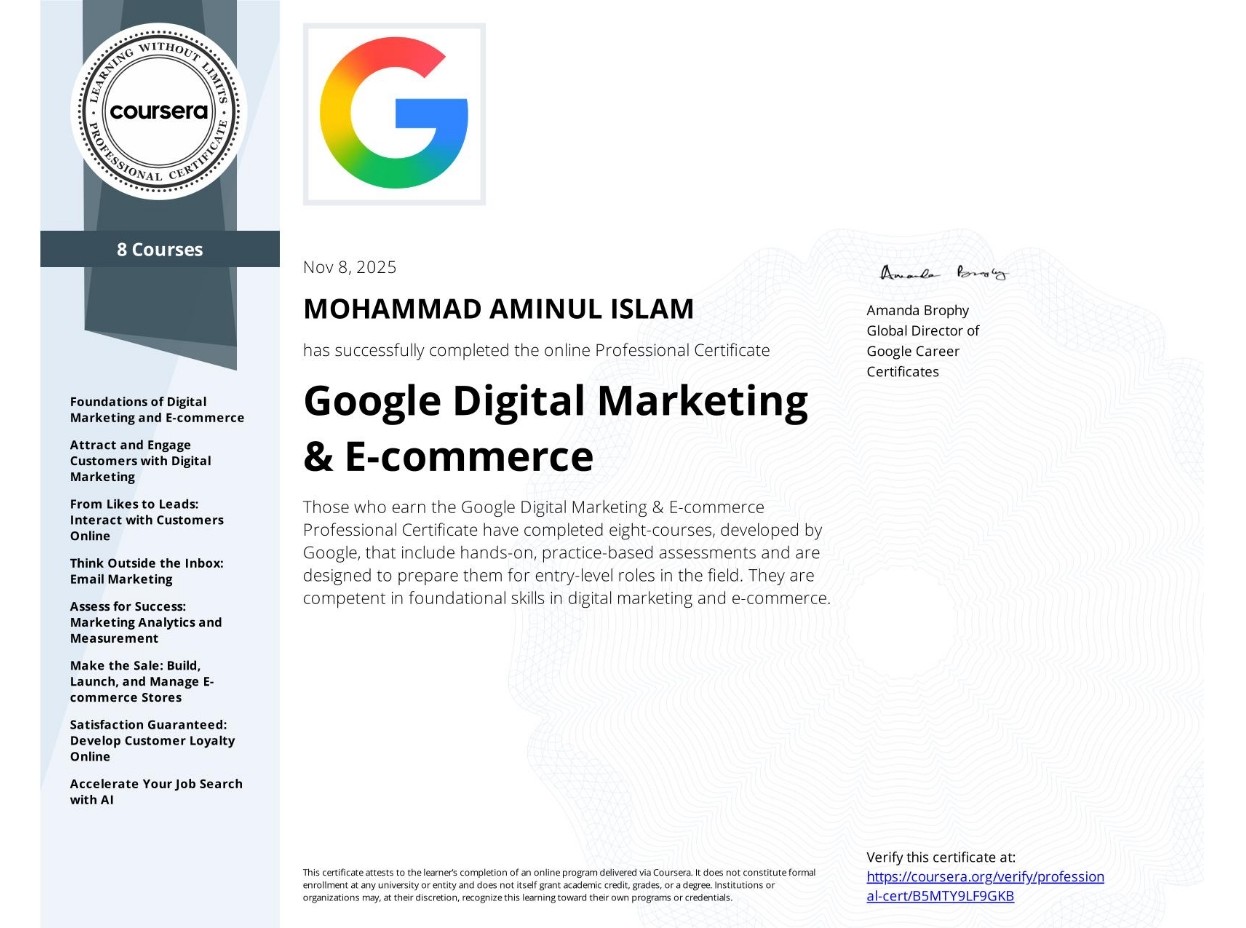 Google Digital Marketing & E-commerce Professional Certificate