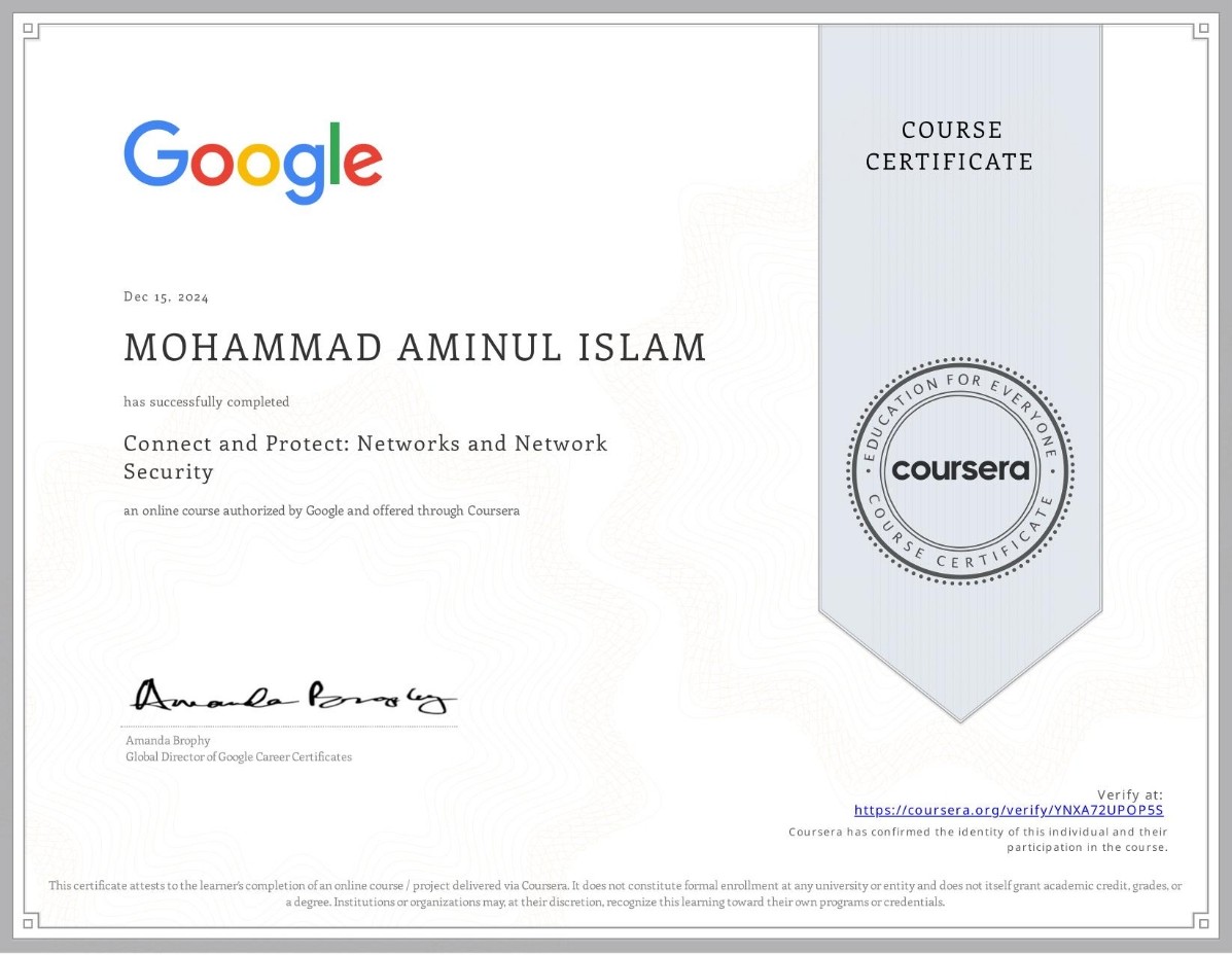 Google Cybersecurity Certificate - Connect and Protect: Networks and Network Security