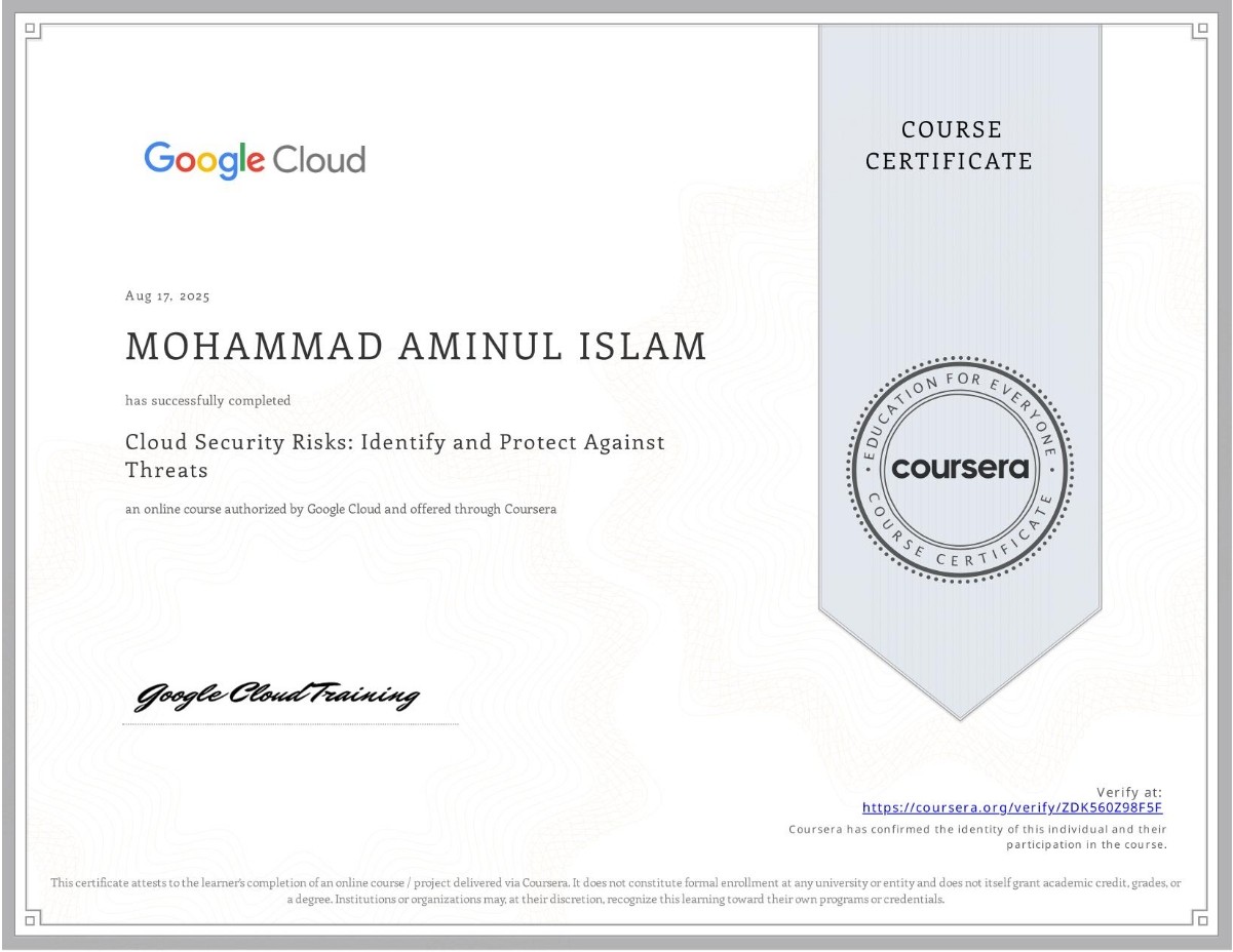 Google Cloud Cybersecurity Certificate - Cloud Security Risks: Identify and Protect Against Threats