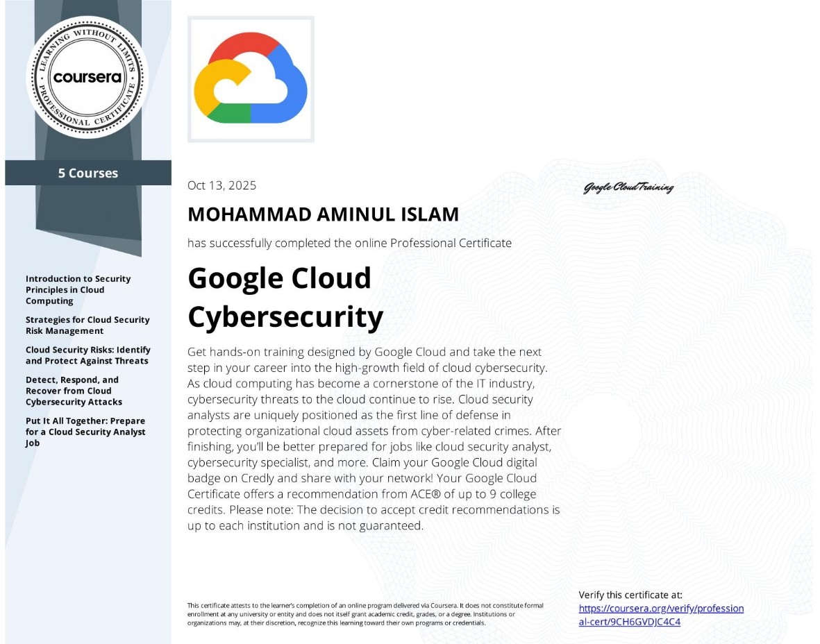 Google Cloud Cybersecurity Badge