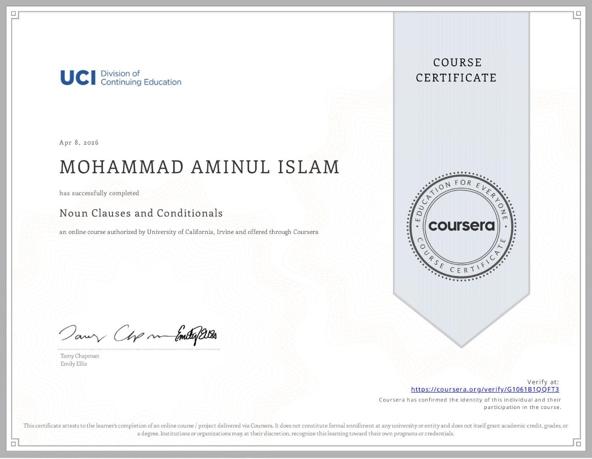 Noun Clauses and Conditionals - University of California, Irvine