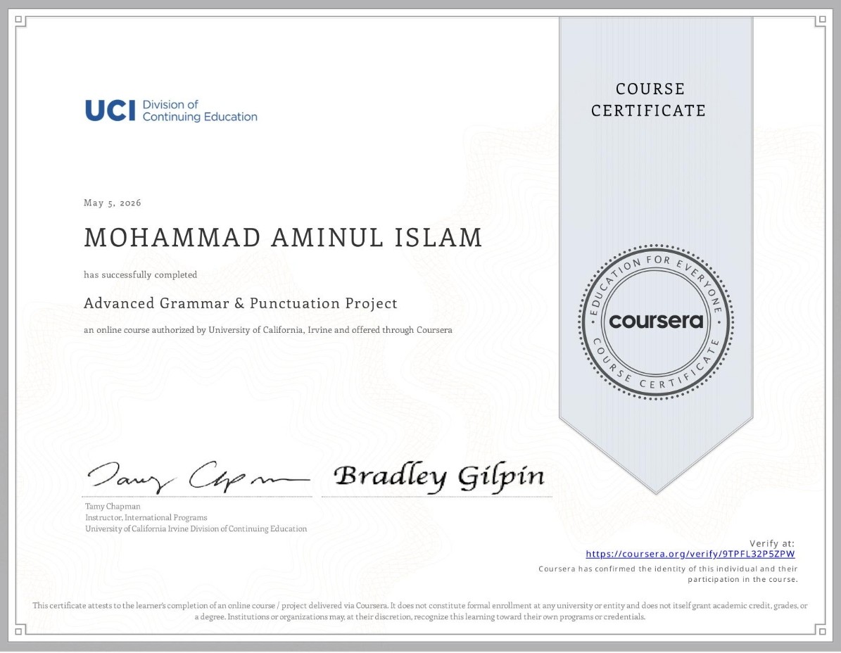 Advanced Grammar & Punctuation Project - University of California, Irvine