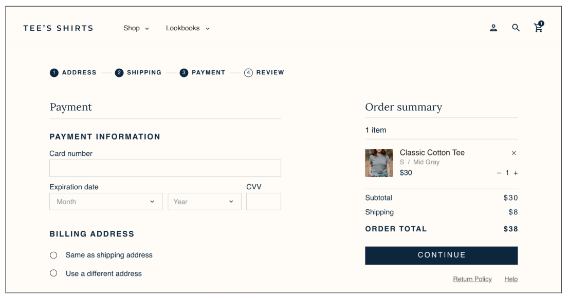 E-commerce checkout evaluation showing transaction flow analysis, customer experience review, usability assessment, and conversion optimization opportunities.