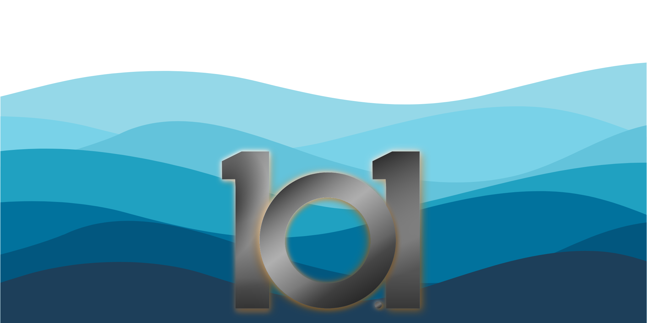 Dark-themed 101 graphic over layered waves, symbolizing foundational knowledge about the dark web and online anonymity.